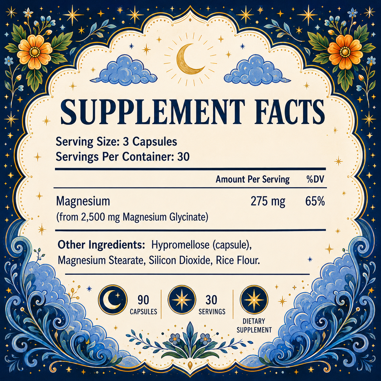 Sovvi Magnesium Glycinate supplement facts panel